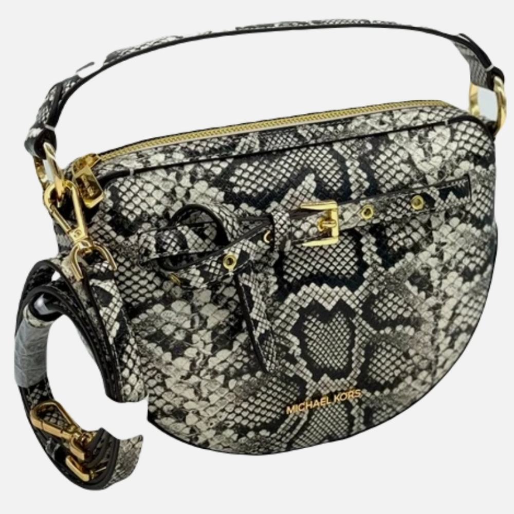 EUC Michael Kors Black and White Snake Print Crossbody Bag